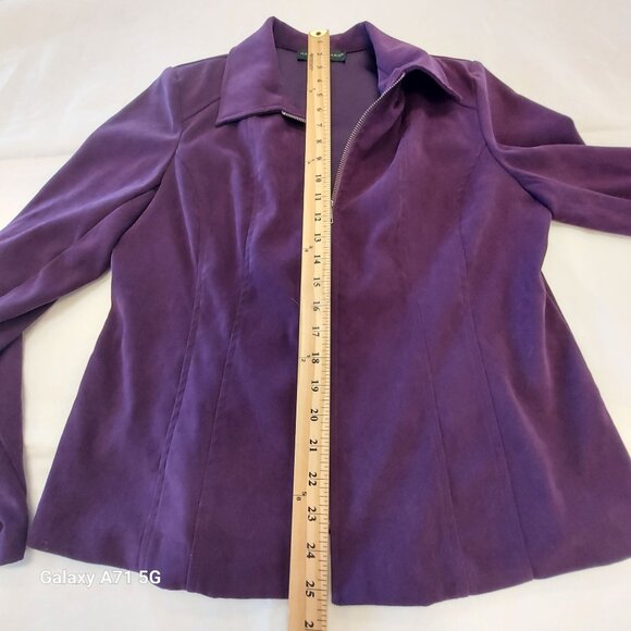 Harve Benard Woman Large Purple Front Zip Blazer - Picture 6 of 6